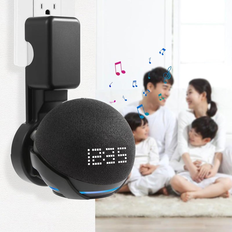 ZUOLACO Wall Mount Holder for Echo Dot 5th Generation, Outlet Hanger Stand for Echo Dot (5th & 4th Gen), Space-Saving Dot Accessories with Built-in Cable Management, Hide Messy Wires, Black - Image 5